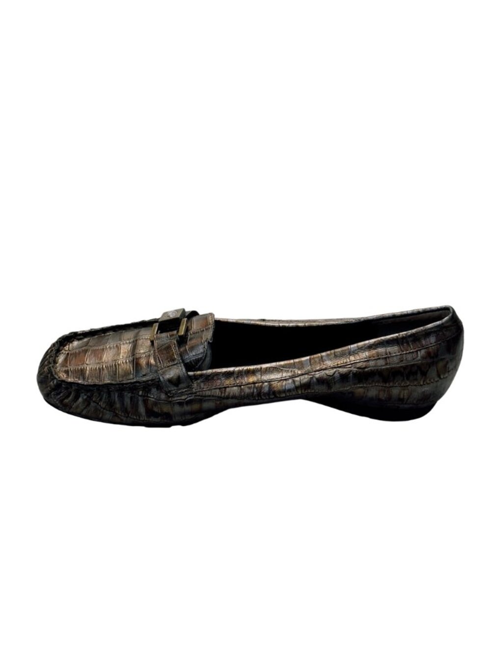 Women’s Shoes VAN ELI Bronze Leather Croc Embossed Loafers  Size 8N - Picture 6 of 12